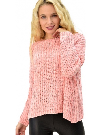 γυναικεία μπλούζα σενίλ απαλό ροζ 8867