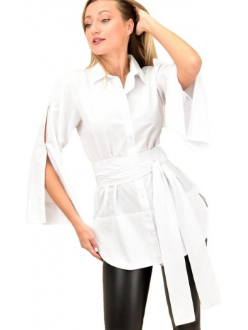 γυναικέιο πουκάμισο με ζώνη λευκό 8996