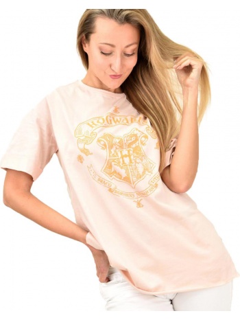 γυναικείο t-shirt oversized με τύπωμα σομόν 9709