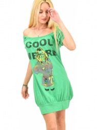 γυναικείο μπλουζοφόρεμα με σχέδιο `cool nerd` φούτερ πράσινο 11791