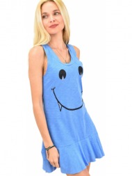 γυναικείο μπλουζοφόρεμα με σχέδιο φατσούλα μπλε 11912