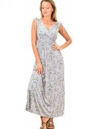 maxi φόρεμα φλοράλ με λάστιχο λιλά 11940