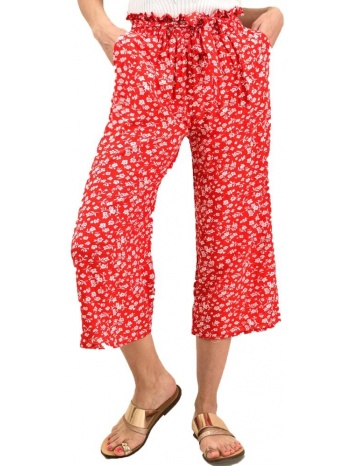γυναικεία παντελόνα ζιπ κιλότ με ζώνη κόκκινο 12146