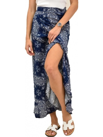 κρουαζέ φούστα με βολάν με μοτίβο μπλε 16785