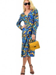 γυναικείο φόρεμα με σχέδιο μπλε 13952