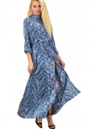 γυναικείο μάξι φόρεμα animal print γαλάζιο 13954