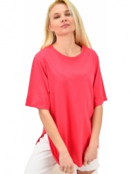 γυναικείο t-shirt μονόχρωμο oversized φούξια 14048