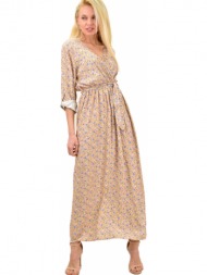 γυναικείο φόρεμα maxi φλοράλ σομόν 14124