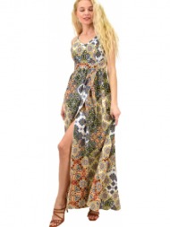 γυναικείο φόρεμα εμπριμέ maxi μπλε 14256