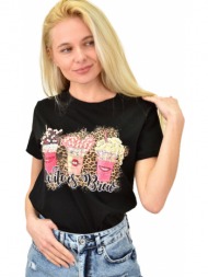 γυναικείο t-shirt με σχέδιο `witches brew` και πέρλες μαύρο 14365