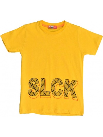 παιδική μπλούζα με τύπωμα στην πλάτη μουσταρδί 15820