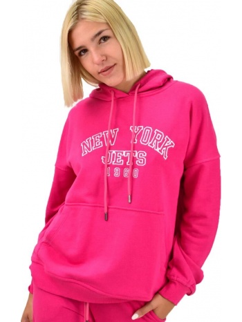 φούτερ με κουκούλα και κέντημα new york φούξια 17566