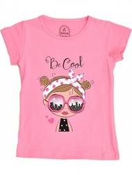 παιδική μπλούζα με τύπωμα και στρας be cool ροζ 16414