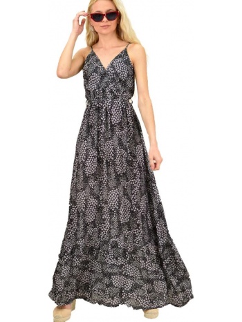 γυναικείο φλοράλ φόρεμα με ζώνη μαύρο 14609