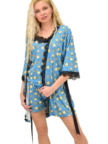 γυναικεία πιτζάμα με σχέδιο κοχύλια μπλε 14894