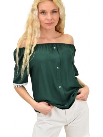 γυναικεία μπλούζα με κουμπιά κυπαρισσί 14910