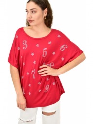 γυναικεία μπλούζα για μεγάλα μεγέθη κόκκινο 15193
