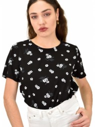 γυναικεία μπλούζα με λουλούδια μαύρο 15201