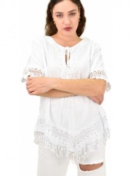 γυναικεία boho μπλούζα με κέντημα λευκό 15232