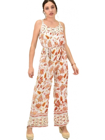 γυναικεία ολόσωμη φόρμα με κουμπιά μπεζ 15382