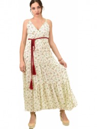 γυναικείο φόρεμα κρουαζέ φλοράρ εκρού 15390