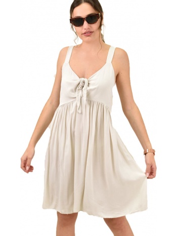 γυναικείο φόρεμα με κόμπο στο μπούστο εκρού 15407