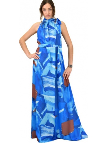 γυναικείο φόρεμα maxi εμπριμέ μπλε 15527