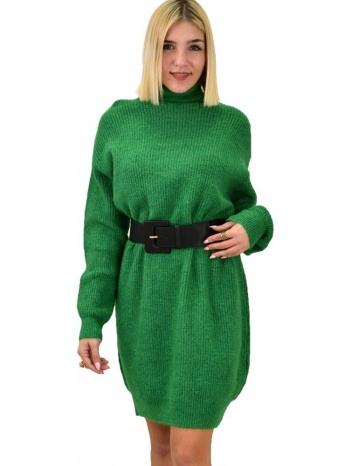 πλεκτό φόρεμα με ζιβάγκο πράσινο 18437