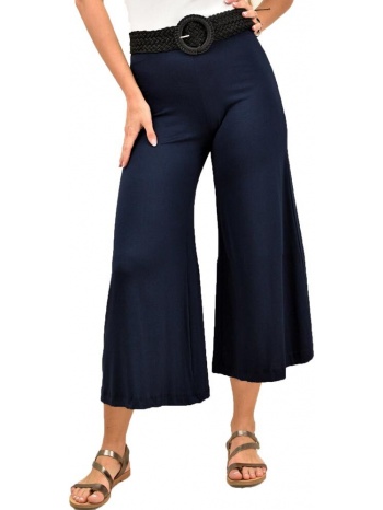 γυναικεία παντελόνα zip-cullote σε μεγάλα μεγέθη μπλε