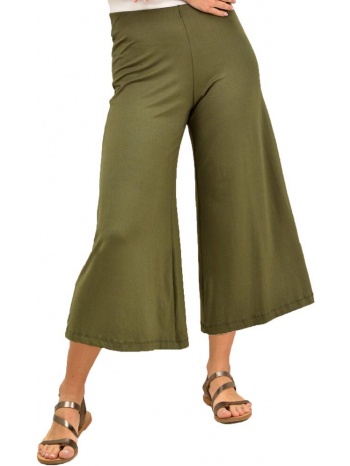 γυναικεία παντελόνα zip-cullote σε μεγάλα μεγέθη λαδί 11064