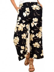 γυναικεία παντελόνα τύπου λινό με σχέδια μπεζ 10671
