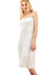 γυναικεία φόρεμα με κέντημα στο βολάν λευκό 11257