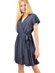 γυναικείο φλοράλ φόρεμα κρουαζέ που δένει στο πλάι μπλε σκούρο 11394