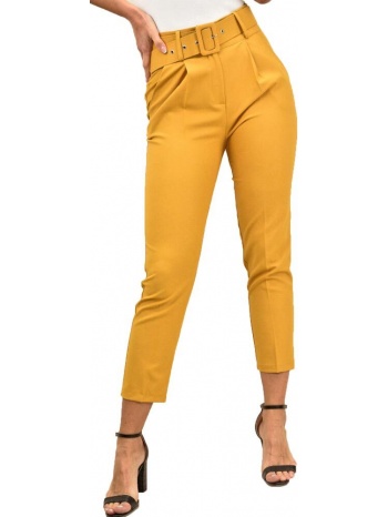 γυναικείο παντελόνι με ζώνη μουσταρδί 9876