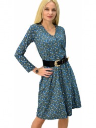 γυναικείο φόρεμα με διάφορα σχέδια μπλε 8966