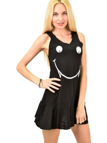 γυναικείο μπλουζοφόρεμα με σχέδιο φατσούλα μαύρο 11909