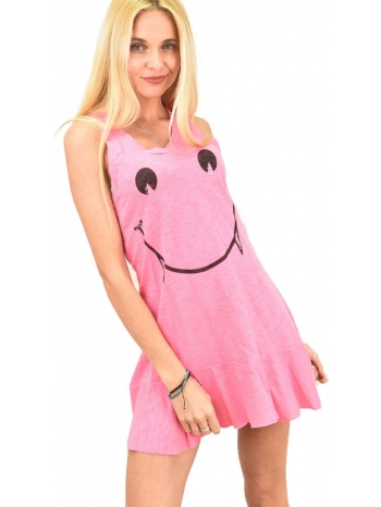 γυναικείο μπλουζοφόρεμα με σχέδιο φατσούλα ροζ 11916