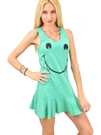 γυναικείο μπλουζοφόρεμα με σχέδιο φατσούλα πράσινο 11917