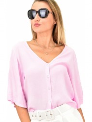 γυναικείο πουκάμισο μονόχρωμο ροζ 11808