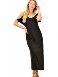 γυναικείο φόρεμα μονόχρωμο για μεγάλα μεγέθη μαύρο 11683