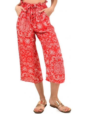γυναικεία παντελόνα ζιπ κιλότ με ζώνη κόκκινο 12194