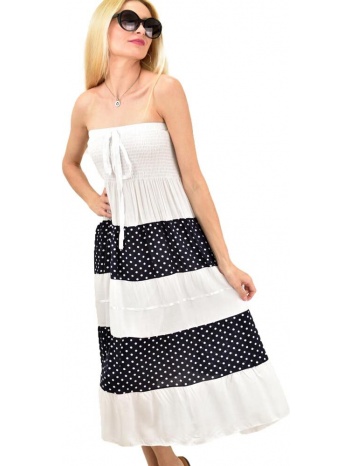 γυναικεία φόρεμα πουά λευκό 12111