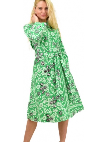γυναικείο φόρεμα με λουλούδια πράσινο 13947