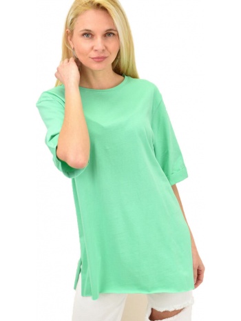 γυναικείο t-shirt μονόχρωμο oversized πράσινο 14057