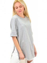 γυναικείο t-shirt μονόχρωμο oversized γκρι 14058
