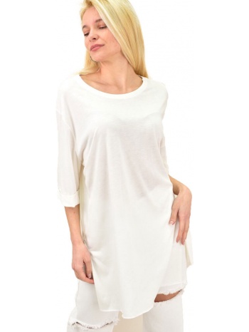 γυναικείο t-shirt μονόχρωμο oversized εκρού 14062