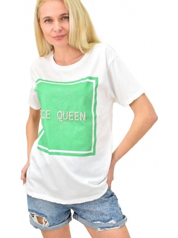 γυναικείο t-shirt με στάμπα `ice queen` λευκό 14346