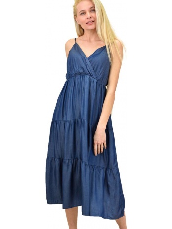 γυναικείο φόρεμα τύπου τζιν κρουαζέ μπλε σκούρο 14441