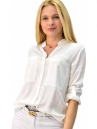 γυναικείο πουκάμισο μονόχρωμο λευκό 5611