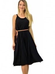 γυναικείο φόρεμα εβαζέ τύπου λινό μαύρο 6707
